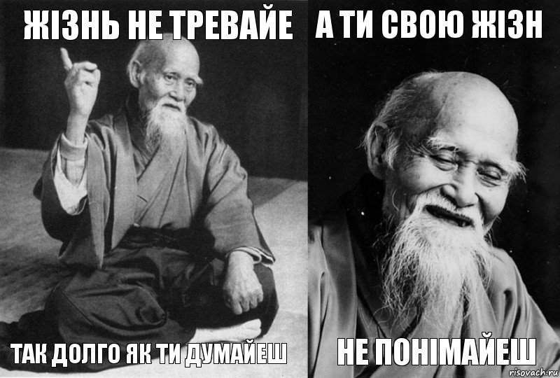 жізнь не тревайе так долго як ти думайеш а ти свою жізн не понімайеш, Комикс Мудрец-монах (4 зоны)