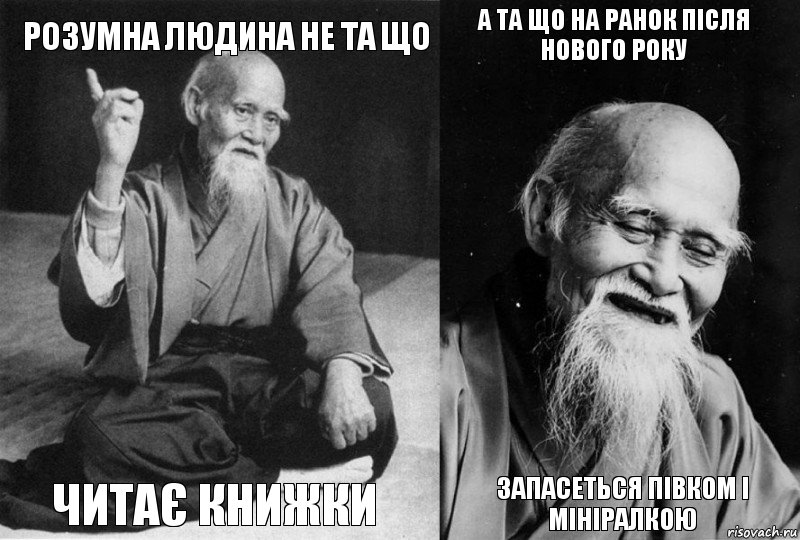 розумна людина не та що читає книжки а та що на ранок після нового року запасеться півком і мініралкою, Комикс Мудрец-монах (4 зоны)