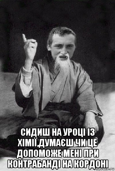  сидиш на уроці із хімії,думаєш чи це допоможе мені при контрабанді на кордоні, Мем Мудрий паца