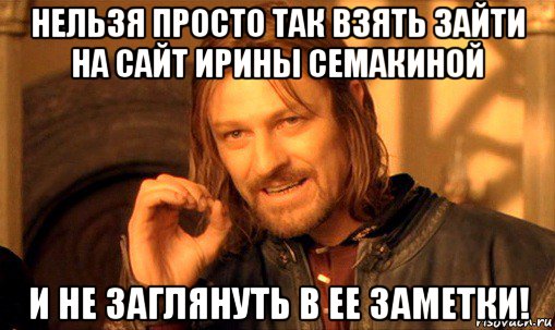 нельзя просто так взять зайти на сайт ирины семакиной и не заглянуть в ее заметки!, Мем Нельзя просто так взять и (Боромир мем)