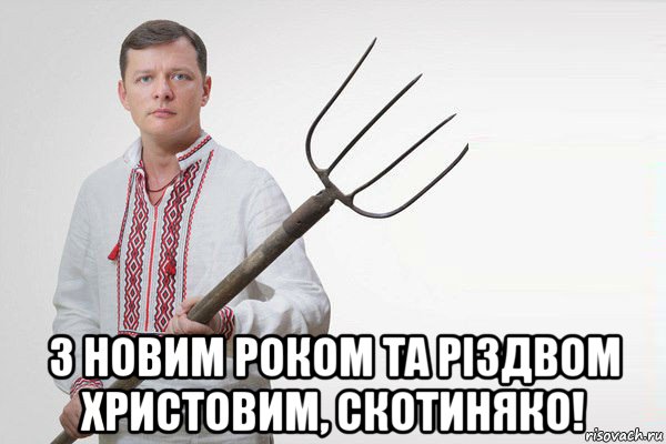  з новим роком та різдвом христовим, скотиняко!, Мем Олег Ляшко  вила