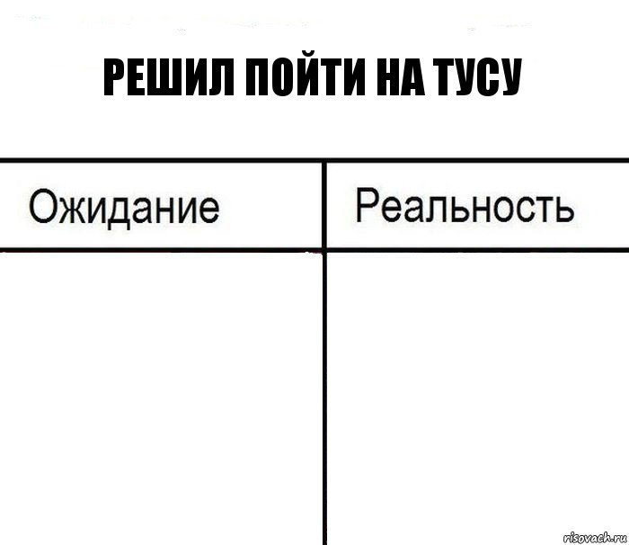 Решил пойти на тусу  , Комикс  Ожидание - реальность