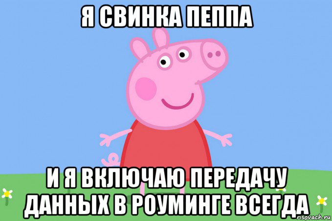 я свинка пеппа и я включаю передачу данных в роуминге всегда, Мем Пеппа