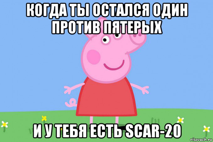 когда ты остался один против пятерых и у тебя есть scar-20, Мем Пеппа