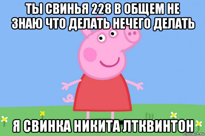 ты свинья 228 в общем не знаю что делать нечего делать я свинка никита лтквинтон, Мем Пеппа