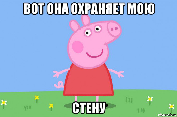 вот она охраняет мою стену, Мем Пеппа