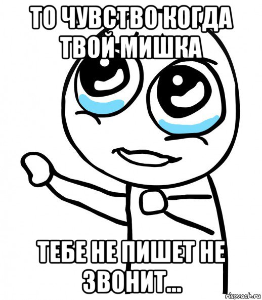 то чувство когда твой мишка тебе не пишет не звонит...