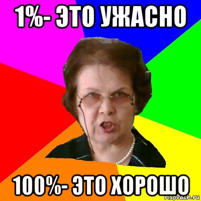 1%- это ужасно 100%- это хорошо, Мем Типичная училка