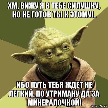 хм, вижу я в тебе силушку, но не готов ты к этому!.. ибо путь тебя ждет не легкий, по утриману да за минералочкой!