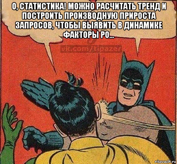 о, статистика! можно расчитать тренд и построить производную прироста запросов, чтобы выявить в динамике факторы ро... 