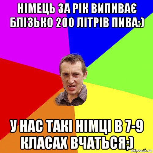 німець за рік випиває блізько 200 літрів пива:) у нас такі німці в 7-9 класах вчаться;), Мем Чоткий паца