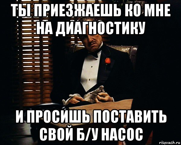 ты приезжаешь ко мне на диагностику и просишь поставить свой б/у насос, Мем Дон Вито Корлеоне