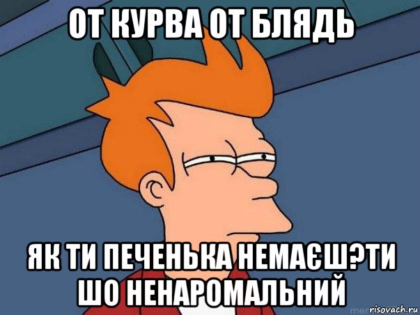 от курва от блядь як ти печенька немаєш?ти шо ненаромальний, Мем  Фрай (мне кажется или)