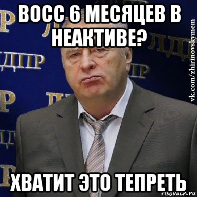 восс 6 месяцев в неактиве? хватит это тепреть, Мем Хватит это терпеть (Жириновский)