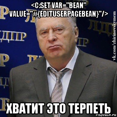 <c:set var="bean" value="#{edituserpagebean}"/> хватит это терпеть, Мем Хватит это терпеть (Жириновский)