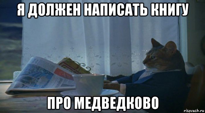 я должен написать книгу про медведково
