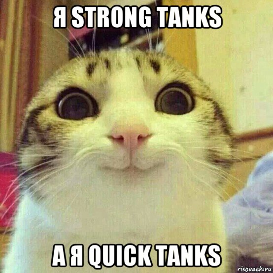 я strong tanks а я quick tanks, Мем       Котяка-улыбака