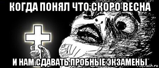 когда понял что скоро весна и нам сдавать пробные экзамены