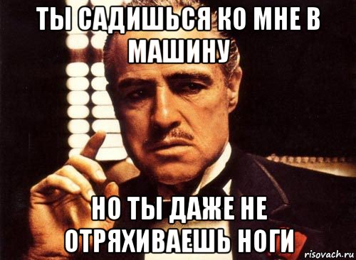 ты садишься ко мне в машину но ты даже не отряхиваешь ноги, Мем крестный отец