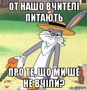 от нашо вчителі питають про те, що ми ше не вчіли?, Мем Кролик