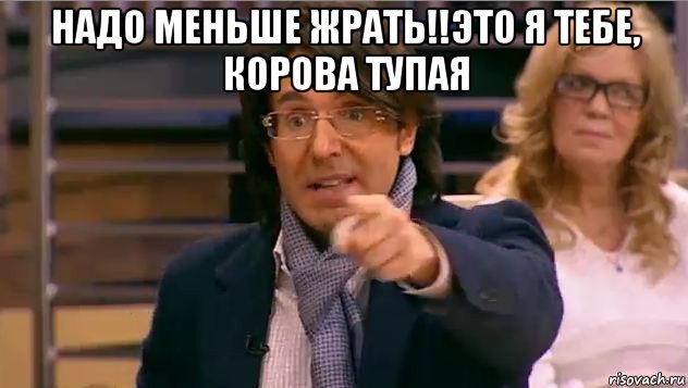 надо меньше жрать!!это я тебе, корова тупая , Мем Андрей Малахов