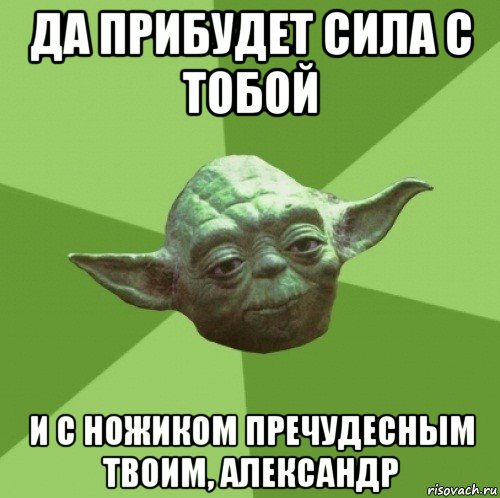 да прибудет сила с тобой и с ножиком пречудесным твоим, александр, Мем Мастер Йода