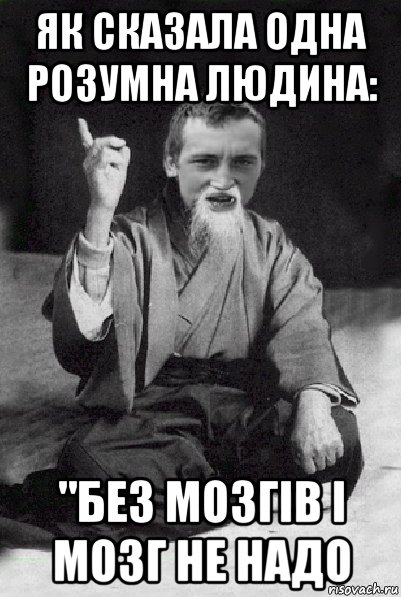 як сказала одна розумна людина: "без мозгів і мозг не надо, Мем Мудрий паца