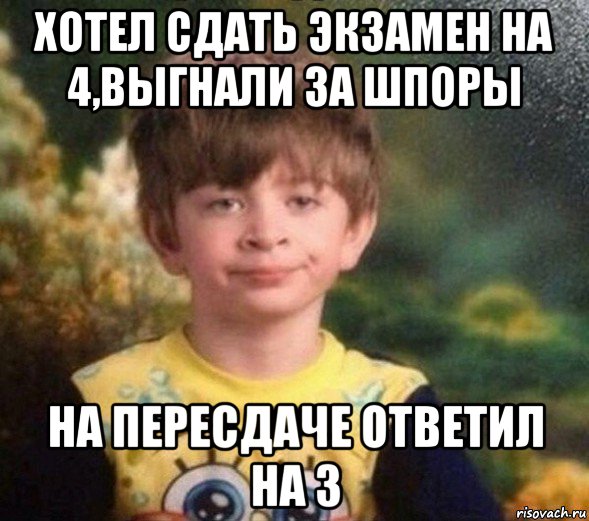 хотел сдать экзамен на 4,выгнали за шпоры на пересдаче ответил на 3, Мем Недовольный пацан