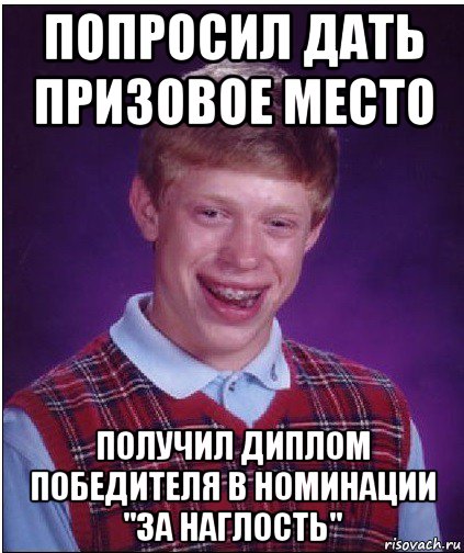 попросил дать призовое место получил диплом победителя в номинации "за наглость", Мем Неудачник Брайан