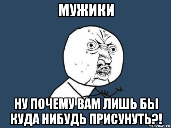 мужики ну почему вам лишь бы куда нибудь присунуть?!, Мем Ну почему