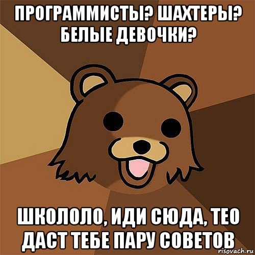 программисты? шахтеры? белые девочки? школоло, иди сюда, тео даст тебе пару советов, Мем Педобир