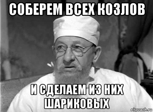 соберем всех козлов и сделаем из них шариковых, Мем Профессор Преображенский