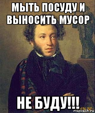 мыть посуду и выносить мусор не буду!!!, Мем Пушкин