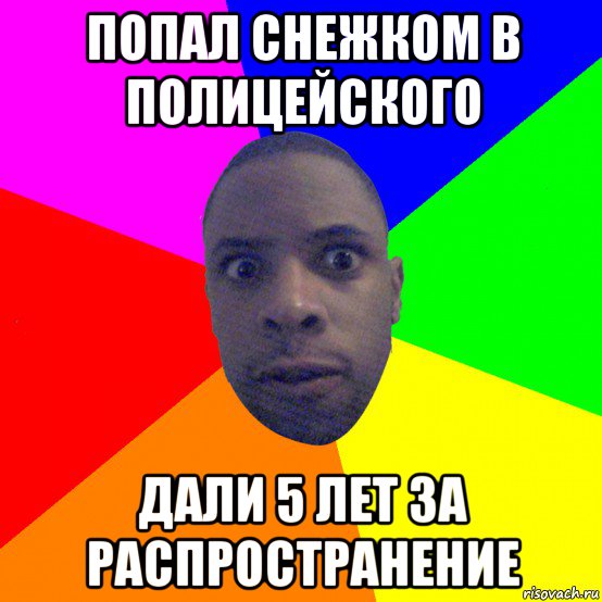 попал снежком в полицейского дали 5 лет за распространение, Мем  Типичный Негр