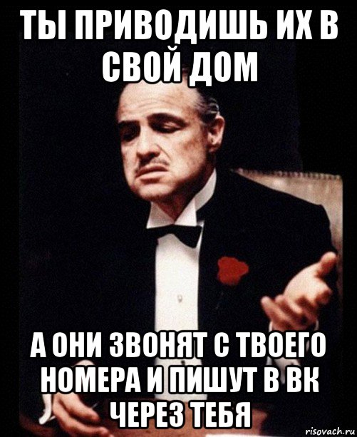 ты приводишь их в свой дом а они звонят с твоего номера и пишут в вк через тебя, Мем ты делаешь это без уважения