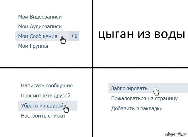 цыган из воды, Комикс  Удалить из друзей