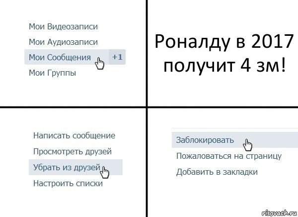 Роналду в 2017 получит 4 зм!, Комикс  Удалить из друзей