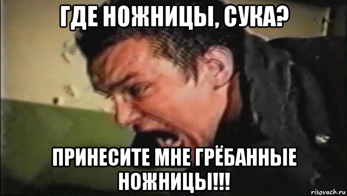 где ножницы, сука? принесите мне грёбанные ножницы!!!, Мем Владимир Епифанцев орёт