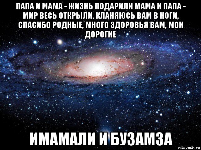 папа и мама - жизнь подарили мама и папа - мир весь открыли, кланяюсь вам в ноги, спасибо родные, много здоровья вам, мои дорогие имамали и бузамза, Мем Вселенная