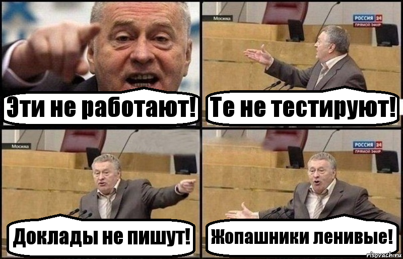 Эти не работают! Те не тестируют! Доклады не пишут! Жопашники ленивые!, Комикс Жириновский