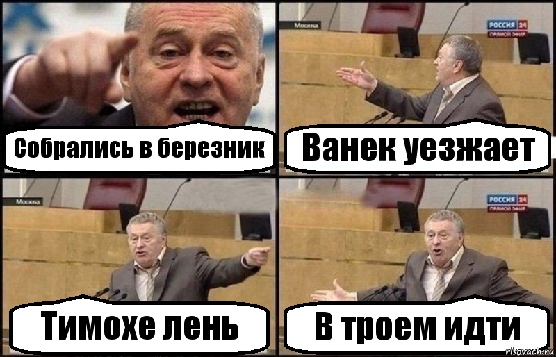 Собрались в березник Ванек уезжает Тимохе лень В троем идти, Комикс Жириновский