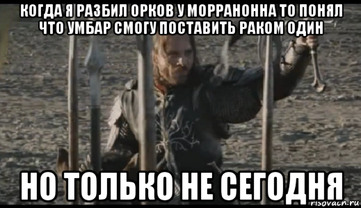 когда я разбил орков у морранонна то понял что умбар смогу поставить раком один но только не сегодня, Мем  Арагорн (Но только не сегодня)