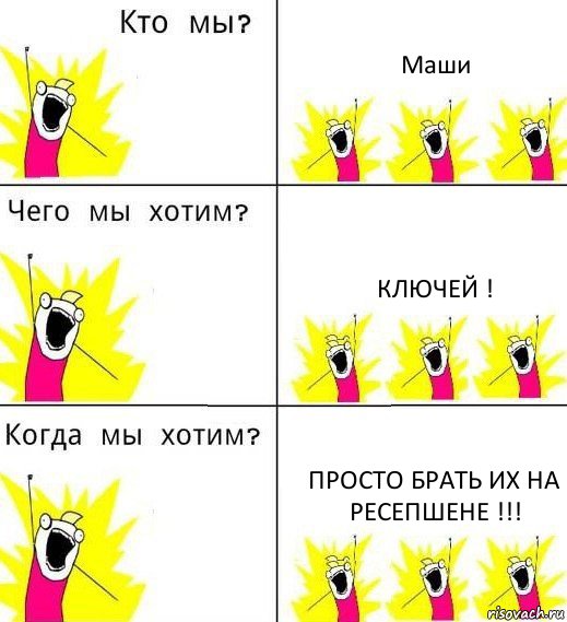 Маши Ключей ! просто брать их на ресепшене !!!, Комикс Что мы хотим