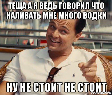 теща а я ведь говорил что наливать мне много водки ну не стоит не стоит, Мем Хитрый Гэтсби