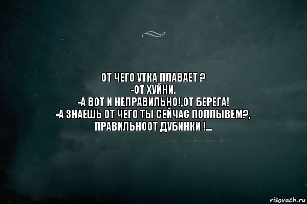 от чего утка плавает ?
-от хуйни.
-а вот и неправильно!,от берега!
-а знаешь от чего ты сейчас поплывем?,
правильноот дубинки !..., Комикс Игра Слов