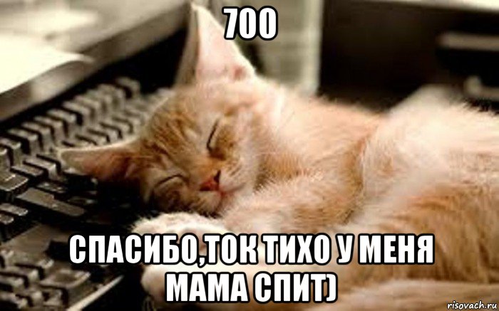 700 спасибо,ток тихо у меня мама спит)