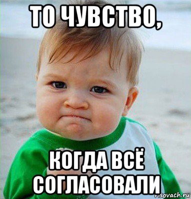 то чувство, когда всё согласовали, Мем Малыш с кулаком