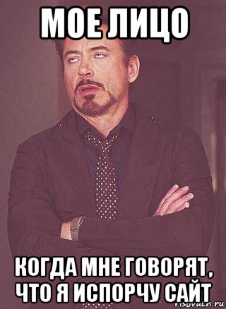 мое лицо когда мне говорят, что я испорчу сайт