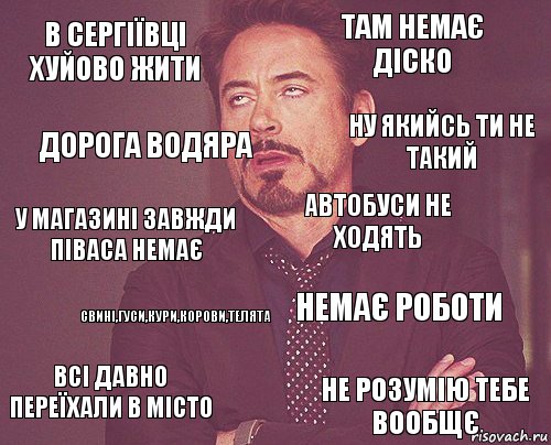 в Сергіївці хуйово жити там немає діско у магазині завжди піваса немає всі давно переїхали в місто немає роботи автобуси не ходять свині,гуси,кури,корови,телята не розумію тебе вообщє дорога водяра ну якийсь ти не такий, Комикс мое лицо