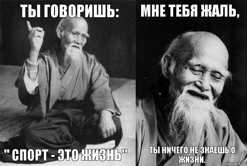 ТЫ ГОВОРИШЬ: " СПОРТ - ЭТО ЖИЗНЬ" МНЕ ТЕБЯ ЖАЛЬ, ТЫ НИЧЕГО НЕ ЗНАЕШЬ О ЖИЗНИ., Комикс Мудрец-монах (4 зоны)